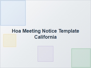 Hoa Board Meeting Notice Template California