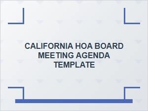 California Hoa Board Meeting Agenda Template