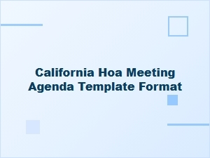 California Hoa Meeting Agenda Template