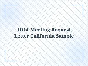 California Hoa Meeting Request Letter Sample