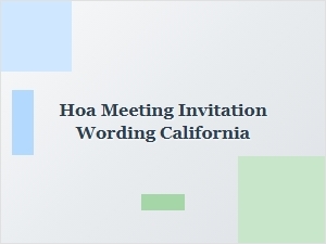 California Hoa Meeting Invitation Sample