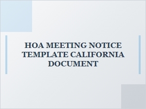 Hoa Meeting Notice Template California Document