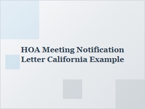 Hoa Meeting Notification Letter California Example
